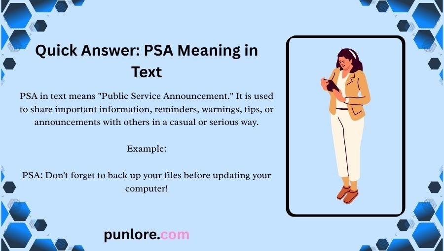 PSA Meaning in Text