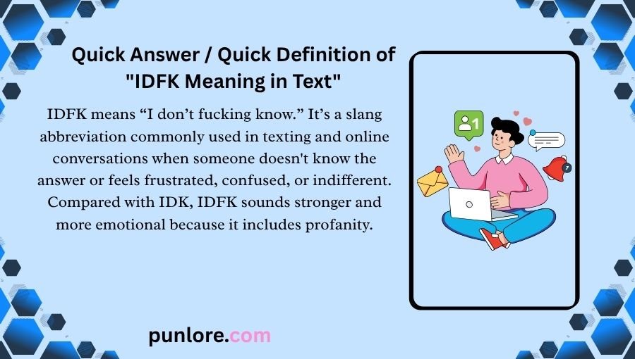 IDFK Meaning in Text