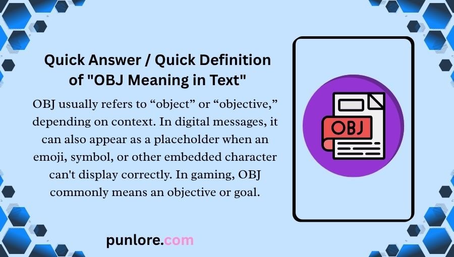 OBJ Meaning in Text