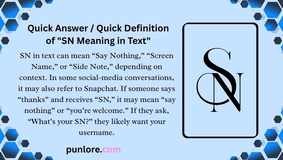SN Meaning in Text
